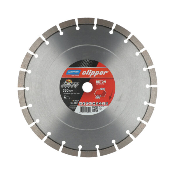 Norton Clipper Diamanttrennscheibe 70184628999 Extreme Beton Silencio, Ø 350x25,4 mm, geräuscharm