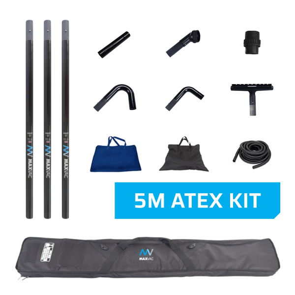 Maxvac EasyReach ATEX Reinigungsset ERE-38-5 Kohlefaser, 38 mm, 5 m, leitfähig, für Höhenreinigung