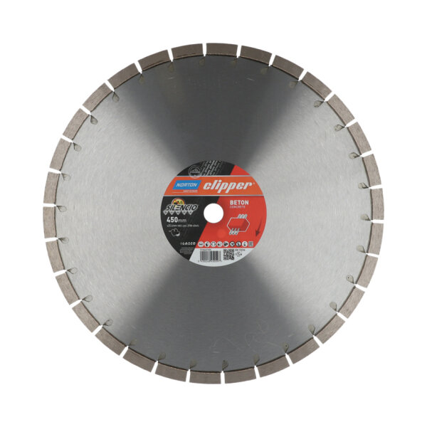 Norton Clipper Diamantscheibe 70184631020 Extreme Beton Silencio, Ø 450 x 25,4 mm, 15 mm Segmenthöhe