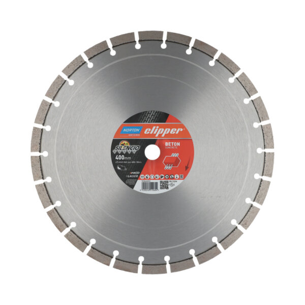 Norton Clipper Diamanttrennscheibe 70184627062 Pro Beton, Ø 400x25,4 mm, lasergeschweißt, für Nass- und Trockenschnitt