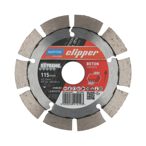 Norton Clipper Diamanttrennscheibe Pro Beton 70184627065, Ø 600 x 25,4 mm, Nass- und Trockenschnitt