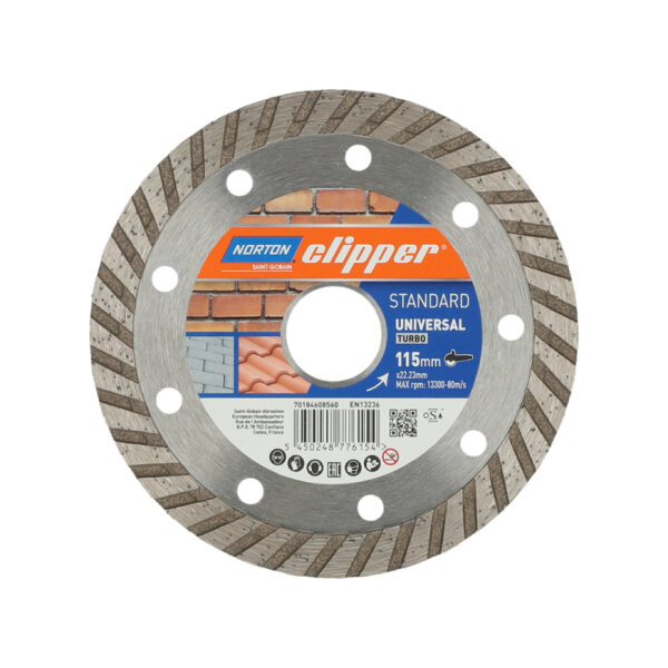 Norton Clipper Diamantscheibe 70184608560 Standard Universal Turbo, Ø 115 mm, Bohrung 22,23 mm