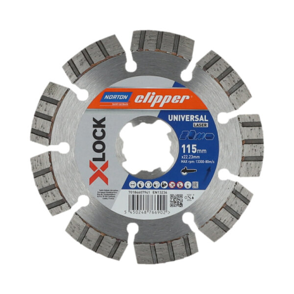 Norton Clipper Diamant-Trennscheibe  223 X-Lock Universal Laser, Ø 115-125 mm, Bohrung 22,23 mm, für Beton und Naturstein
