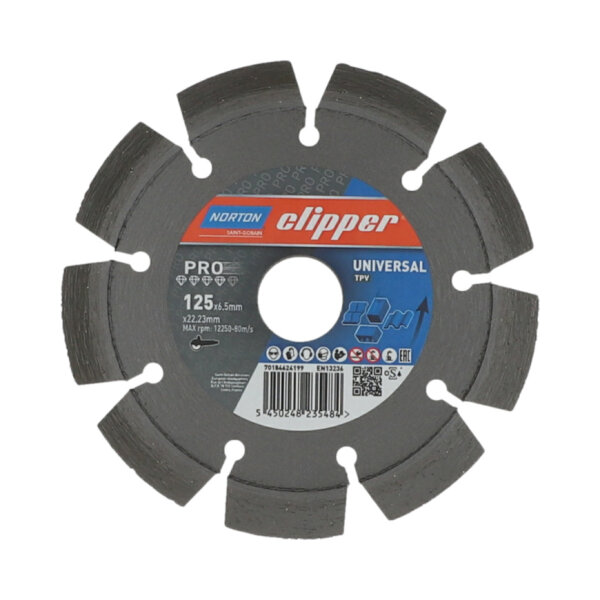 Norton Clipper Diamantscheibe  2301 Pro Universal TP-V, Ø 115 - 125 mm, V-Segment, Bohrung 22,23 mm