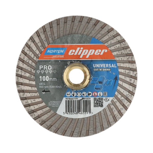Norton Clipper Diamantscheibe 70184641171 Pro Cut N Grind Ø 100-125 mm, M14 Aufnahme, Turbo-Segmente