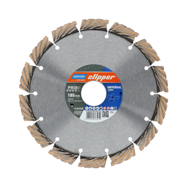 Norton Clipper Diamant-Trennscheibe 70184607687 Pro Universal Laser, Ø 180 x 30/2H mm, für Beton