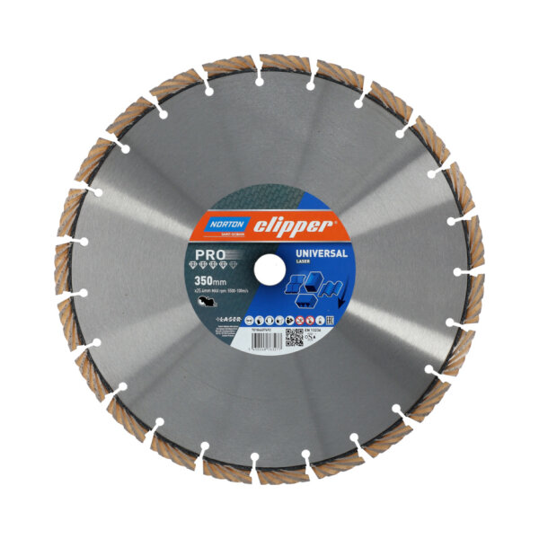 Norton Clipper Diamantscheibe Pro Universal Laser 70184607692, Ø 350 x 25,4 mm, für Beton und Baumaterialien