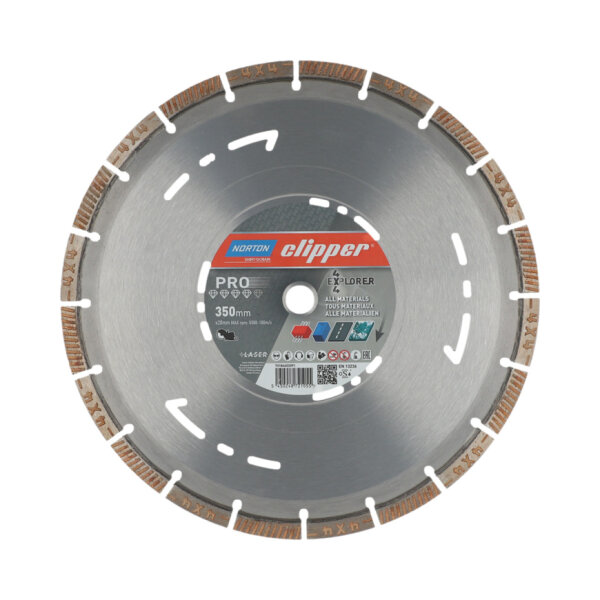 Norton Clipper Diamanttrennscheibe 70184602091 Pro 4x4 Explorer, 350x20 mm, Universal, Segmenthöhe 12 mm