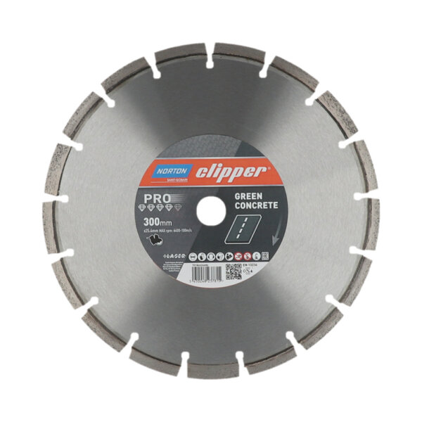 Norton Clipper Diamant-Trennscheibe  265 Pro Green Concrete Ø 300-350 mm, für Frischbeton, Bohrung 25,4 mm