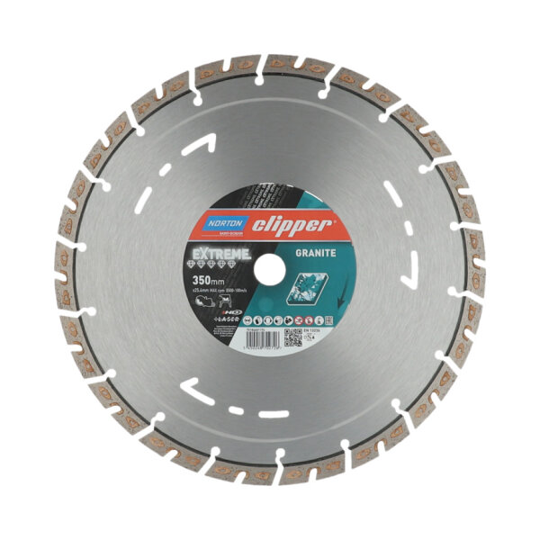 Norton Clipper Diamanttrennscheibe 70184601174 Extreme Granite, 350x25,4 mm, Duo-Segment, für Naturstein