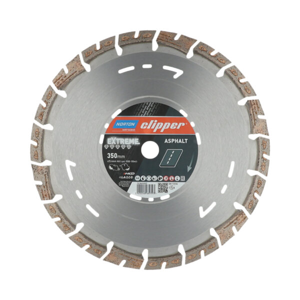 Norton Clipper Diamant-Trennscheibe 70184694537 Extreme Asphalt, Ø 350 x 25,4 mm, Lasergeschweißt, Unterschnittschutz